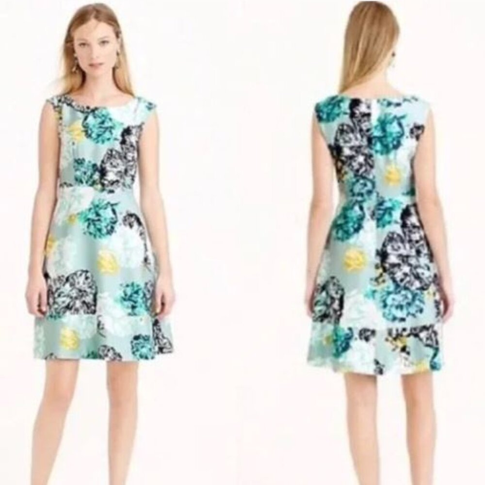 J crew aquatic floral silk dress size 2